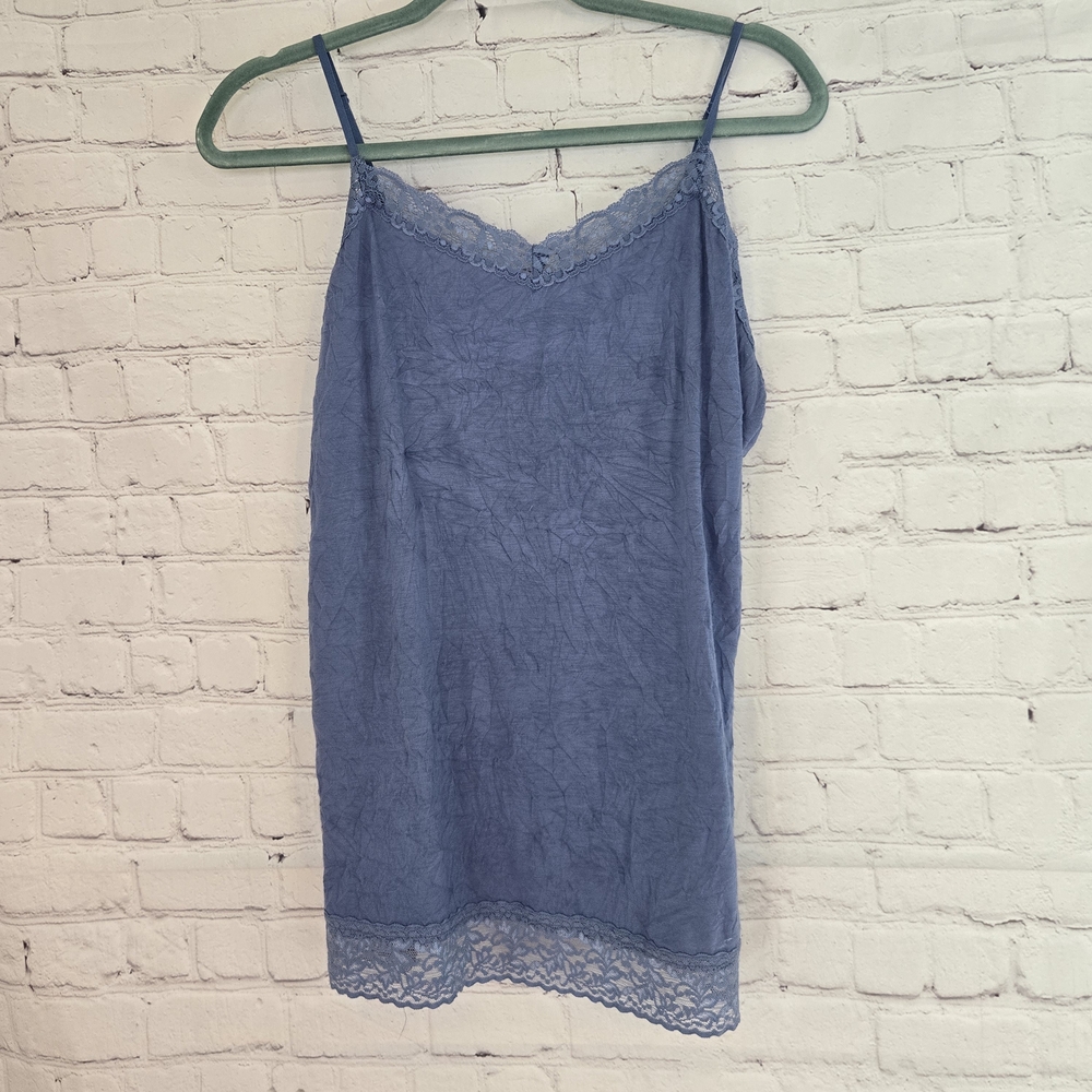 Y2k Lace Trim Textured Layer Cami Tank Coldwater Creek M Purple